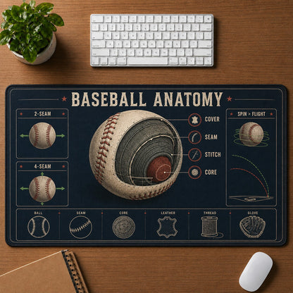 Baseball Anatomy Baseball Blueprint Desk Mat | 5To9Vibe