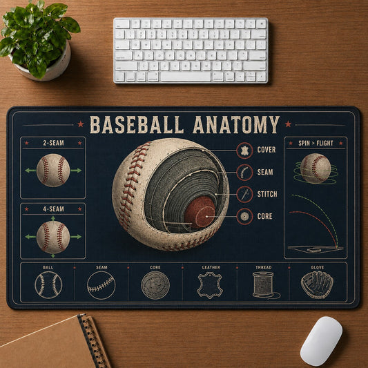 Baseball Anatomy Baseball Blueprint Desk Mat | 5To9Vibe