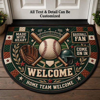 Baseball Fan Personalized Half Round Mat | 5To9Vibe