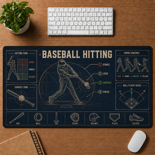 Baseball Hitting Baseball Blueprint Desk Mat | 5To9Vibe