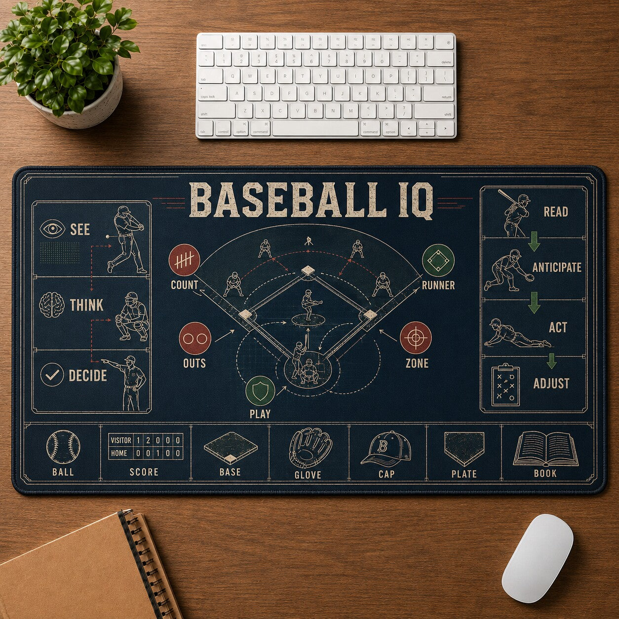 Baseball IQ Baseball Blueprint Desk Mat | 5To9Vibe