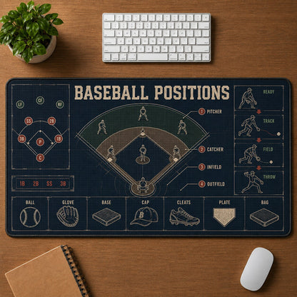 Baseball Positions Baseball Blueprint Desk Mat | 5To9Vibe