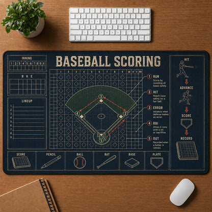 Baseball Scoring Baseball Blueprint Desk Mat | 5To9Vibe