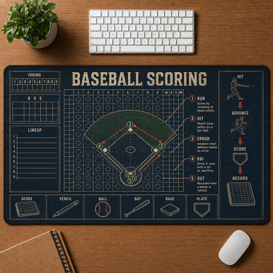 Baseball Scoring Blueprint Desk Mat | 5To9Vibe