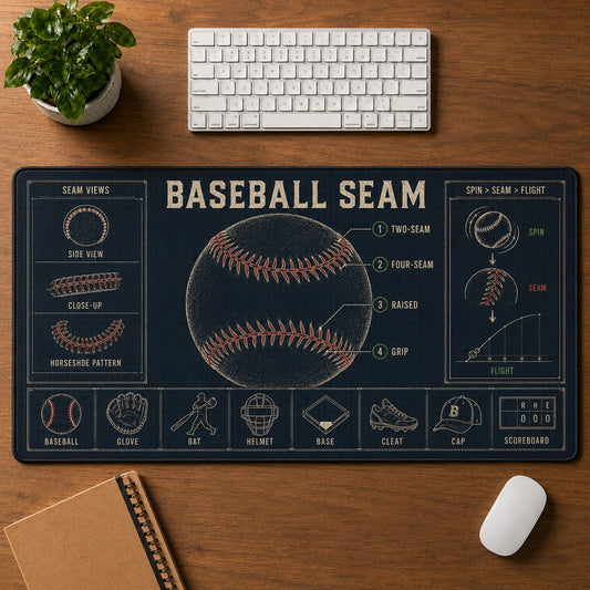 Baseball Seam Baseball Blueprint Desk Mat | 5To9Vibe