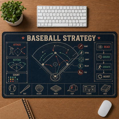 Baseball Strategy Baseball Blueprint Desk Mat | 5To9Vibe