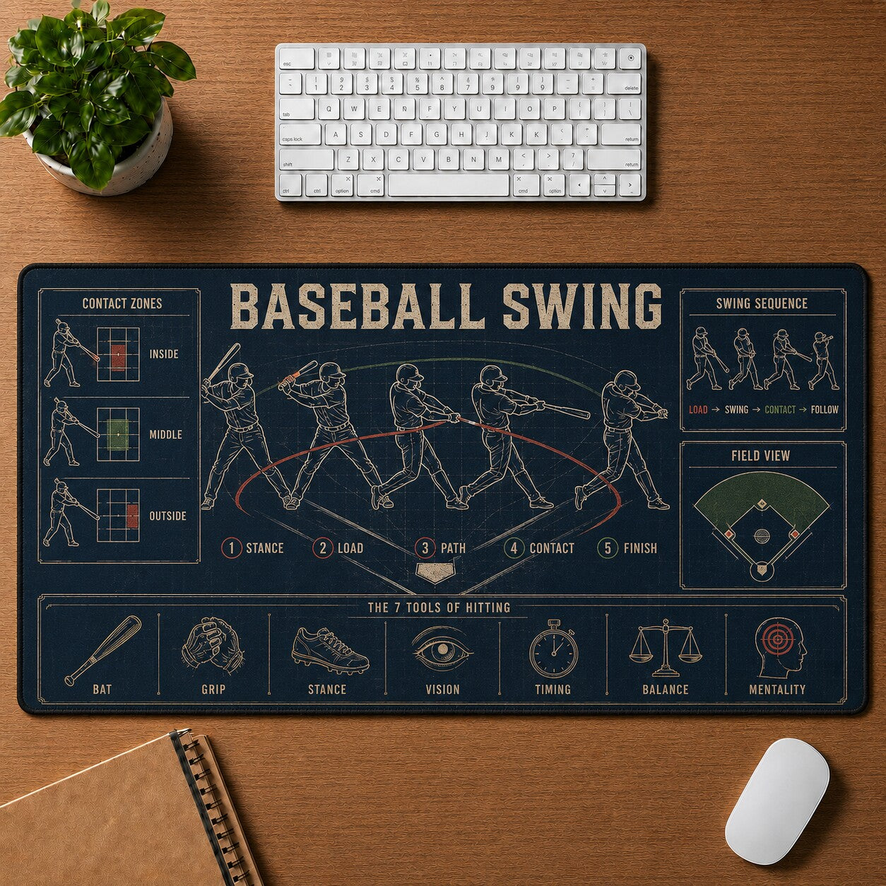 Baseball Swing Baseball Blueprint Desk Mat | 5To9Vibe