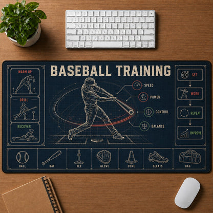Baseball Training Baseball Blueprint Desk Mat | 5To9Vibe