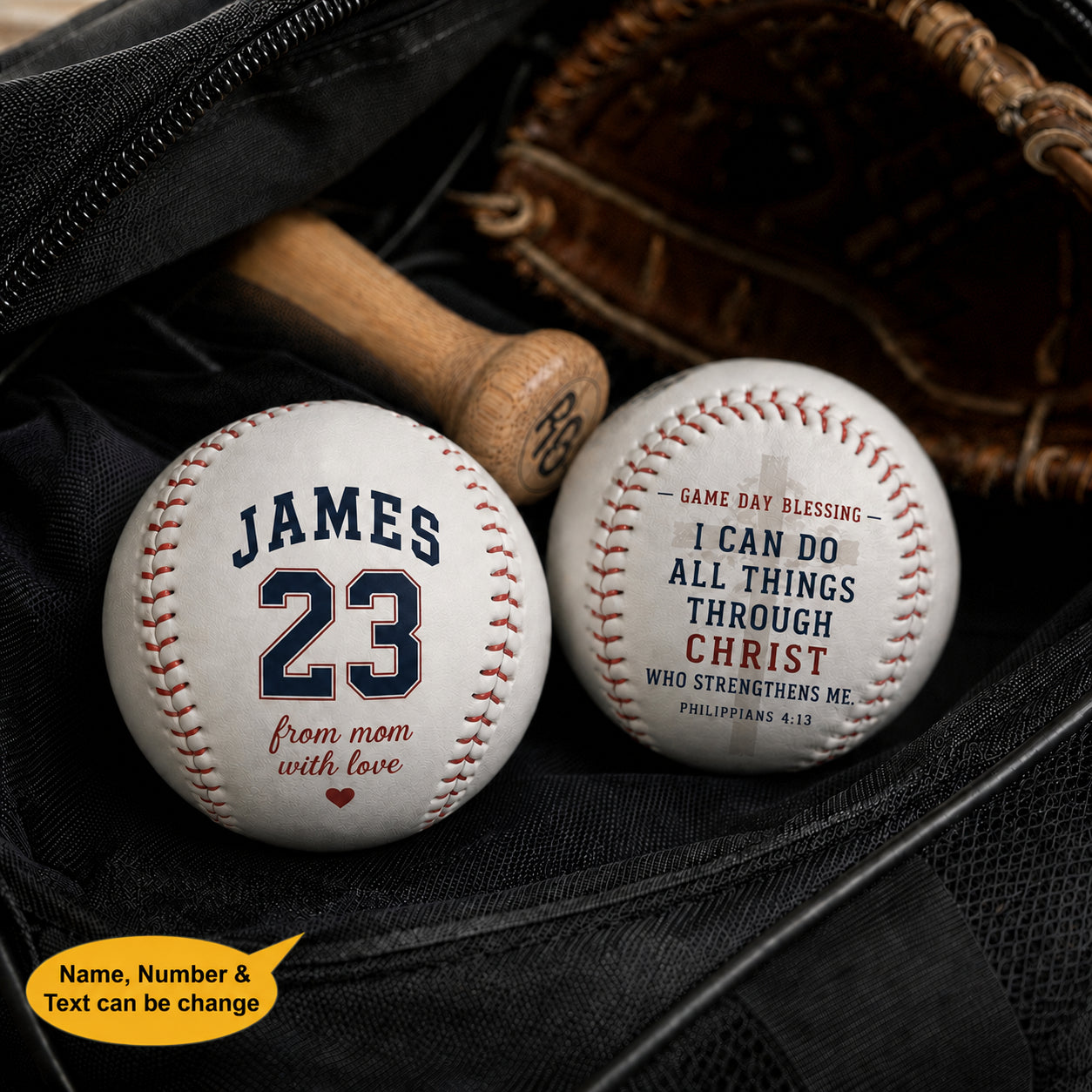 Game Day Blessing I Can Do All Things Through Christ Who Strengthens Me Baseball Softball Balls - Custom Softball  Baseball Balls