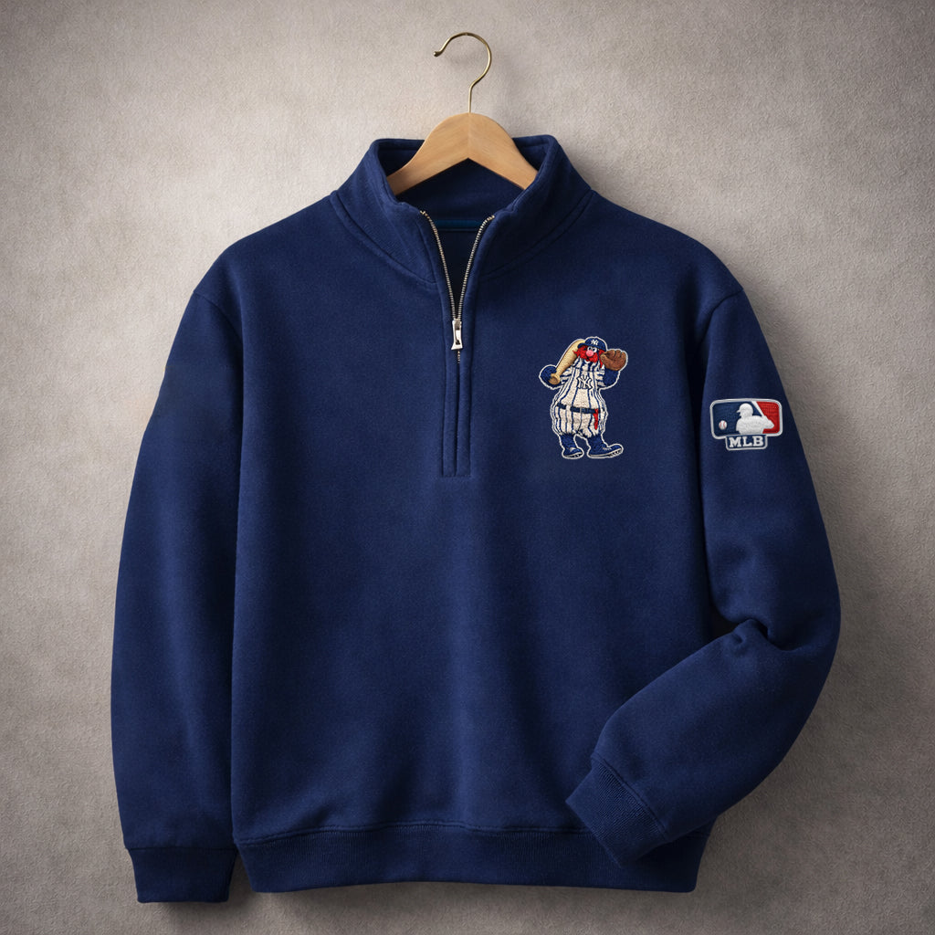 Mascots Baseball Team Embroidered Logo Premium Quarter Zip Sweatshirt, Inspired Quarter Zip Sweater, Unisex Baseball Sweatshirt