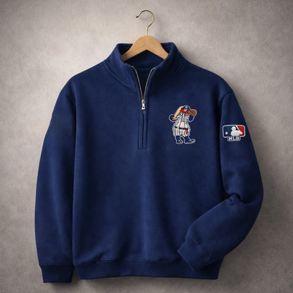 Mascots Baseball Team Embroidered Logo Premium Quarter Zip Sweatshirt, Inspired Quarter Zip Sweater, Unisex Baseball Sweatshirt