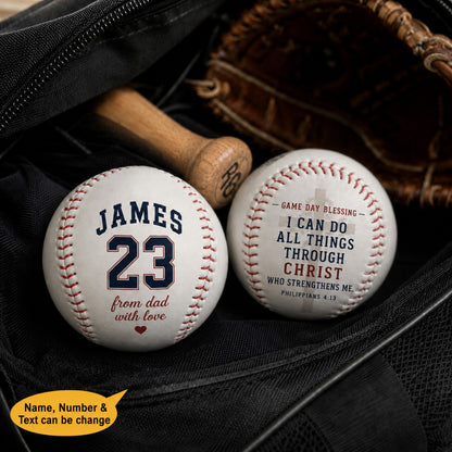 Game Day Blessing I Can Do All Things Through Christ Who Strengthens Me Baseball Softball Balls - Custom Softball  Baseball Balls