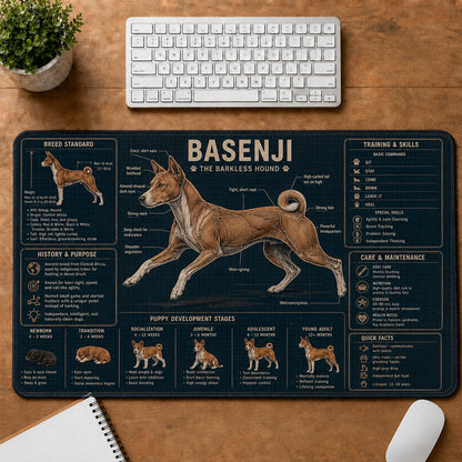 Basenji Dog Breed Visual Guide Desk Mat | 5To9Vibe