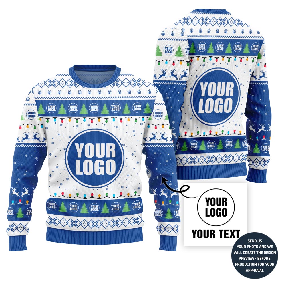 Basic Custom Logo Festive Pattern Ugly Christmas Sweater