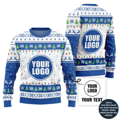 Basic Custom Logo Festive Pattern Ugly Christmas Sweater