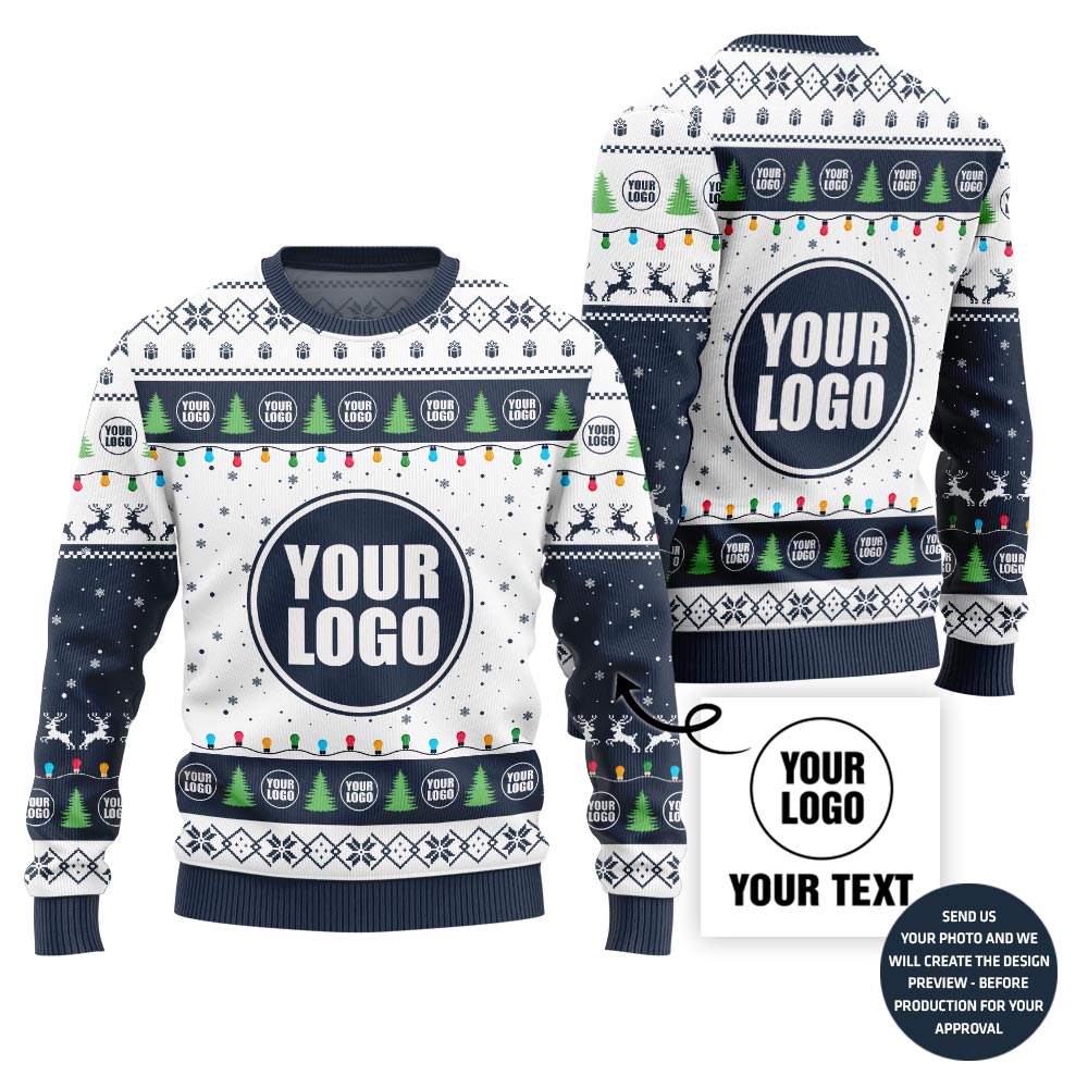 Basic Custom Logo Festive Pattern Ugly Christmas Sweater