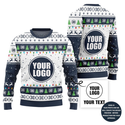 Basic Custom Logo Festive Pattern Ugly Christmas Sweater