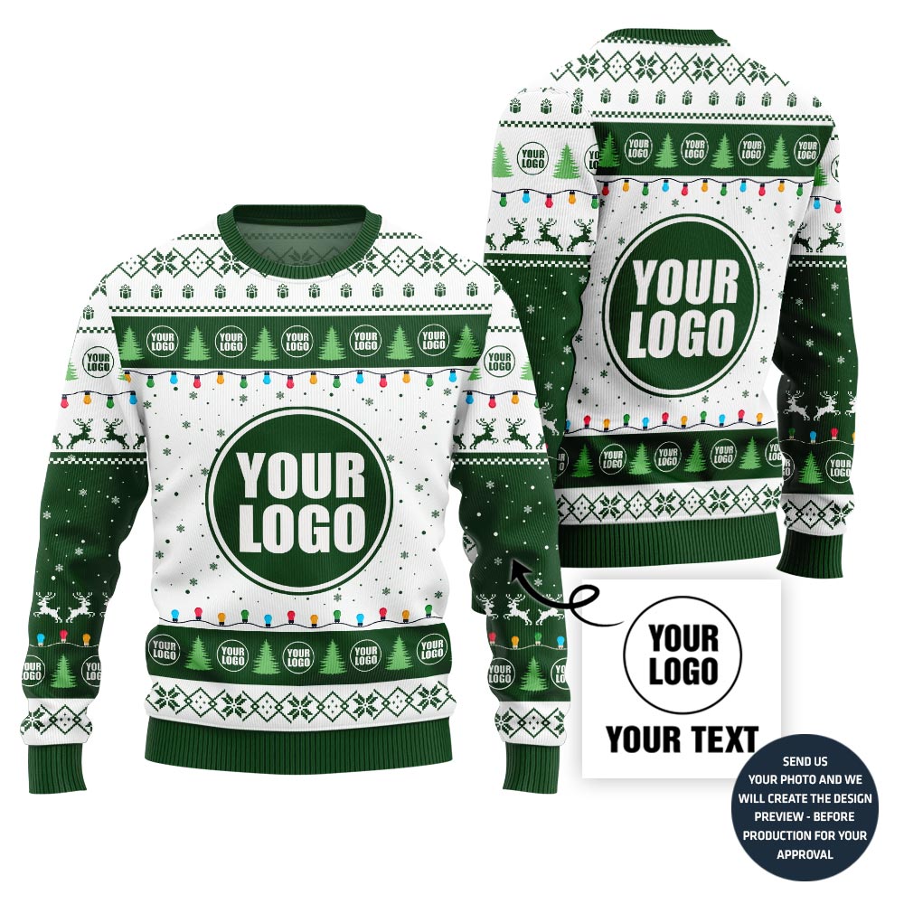 Basic Custom Logo Festive Pattern Ugly Christmas Sweater