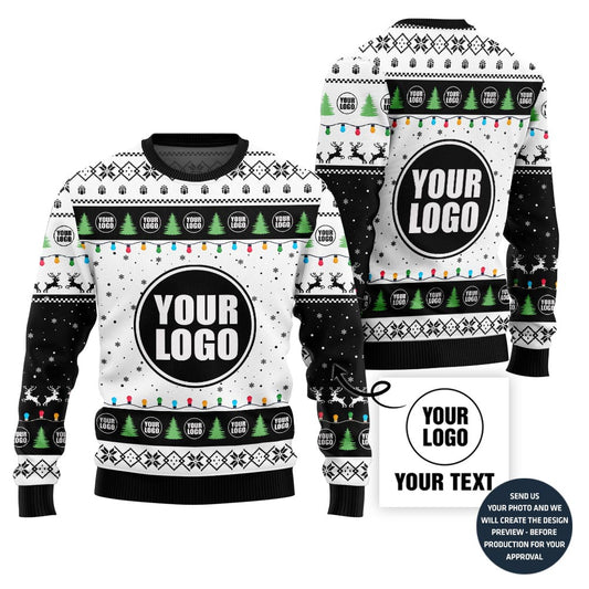 Basic Custom Logo Festive Pattern Ugly Christmas Sweater