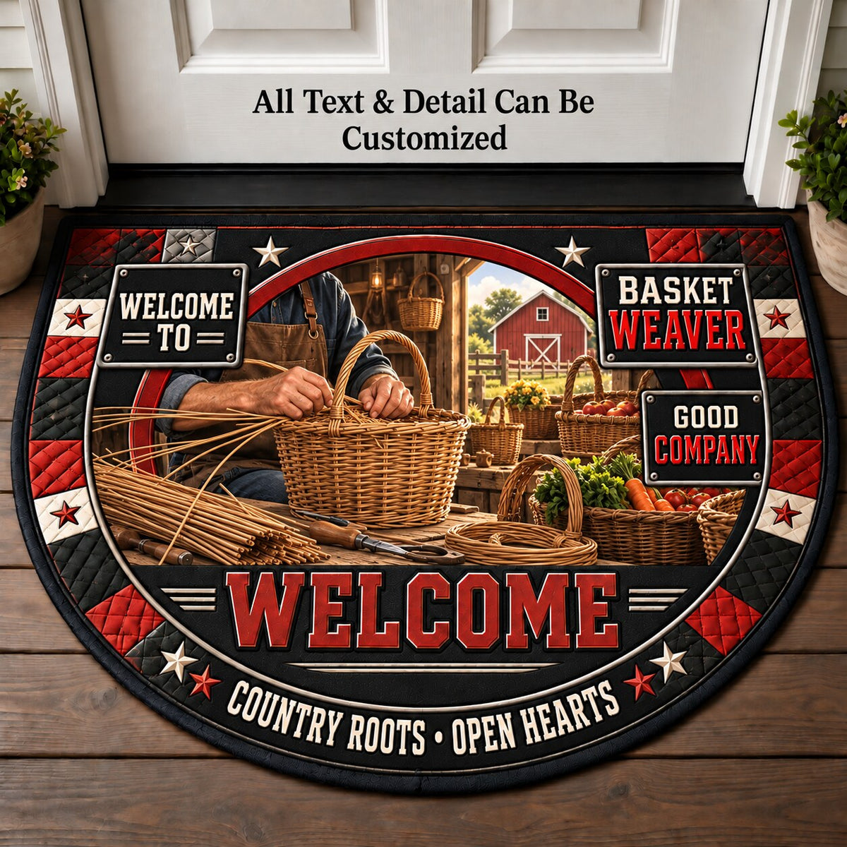 Basket Weaver Personalized Half Round Mat | 5To9Vibe