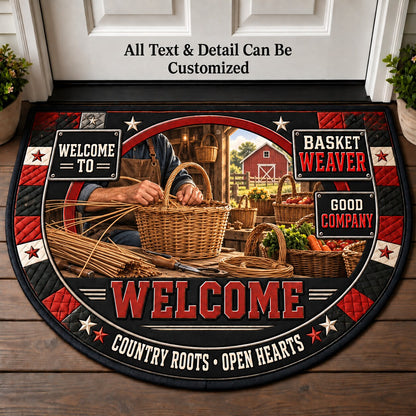 Basket Weaver Personalized Half Round Mat | 5To9Vibe