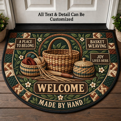 Basket Weaving Personalized Half Round Mat | 5To9Vibe