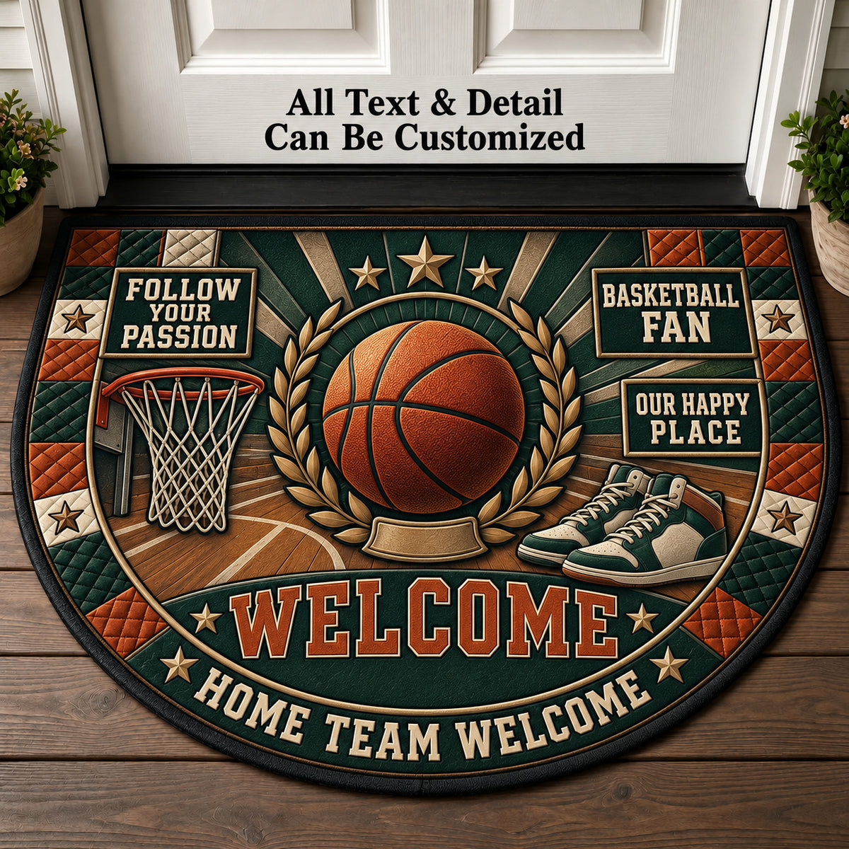 Basketball Fan Personalized Half Round Mat | 5To9Vibe
