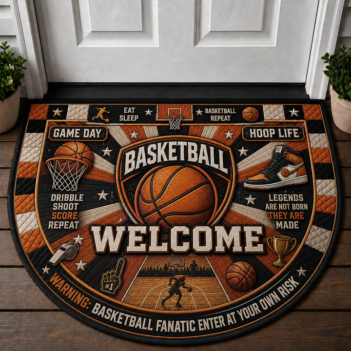 Basketball Welcome Mat - Hoop Life Game Day Fan Zone Doormat - 5to9vibe