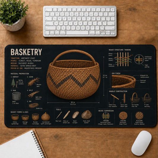 Basketry Cultural Heritage Visual Guide Desk Mat | 5To9Vibe