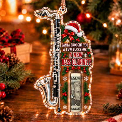 Bass Clarinet Christmas money holder ornament