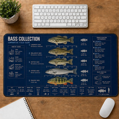 Bass Collection Fishing Field Guide Desk Mat | 5To9Vibe