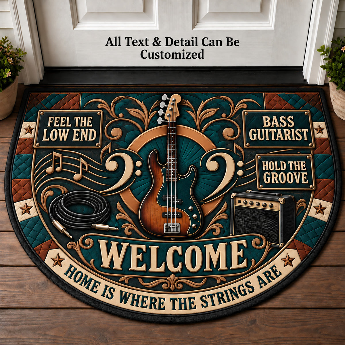 Bass Guitarist Personalized Half Round Mat | 5To9Vibe