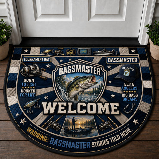 Bassmaster Elite Fishing Series Quilted Print Premium Welcome Mat – Personalized Doormat