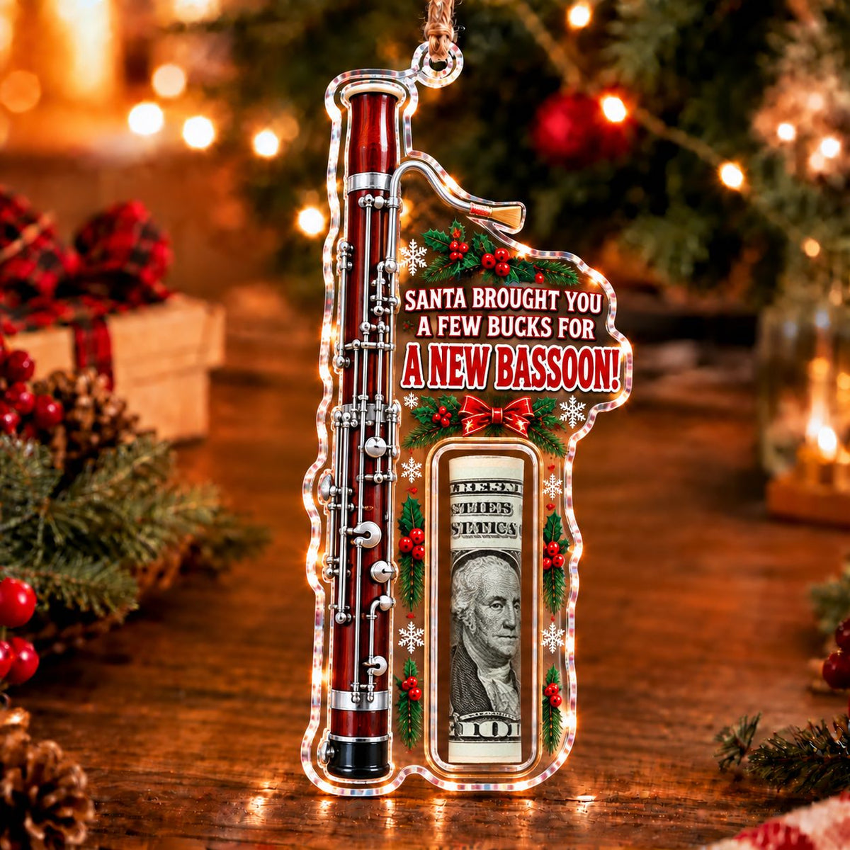 Bassoon Christmas money holder ornament