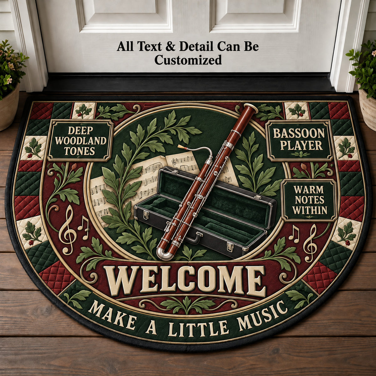 Bassoon Player Personalized Half Round Mat | 5To9Vibe