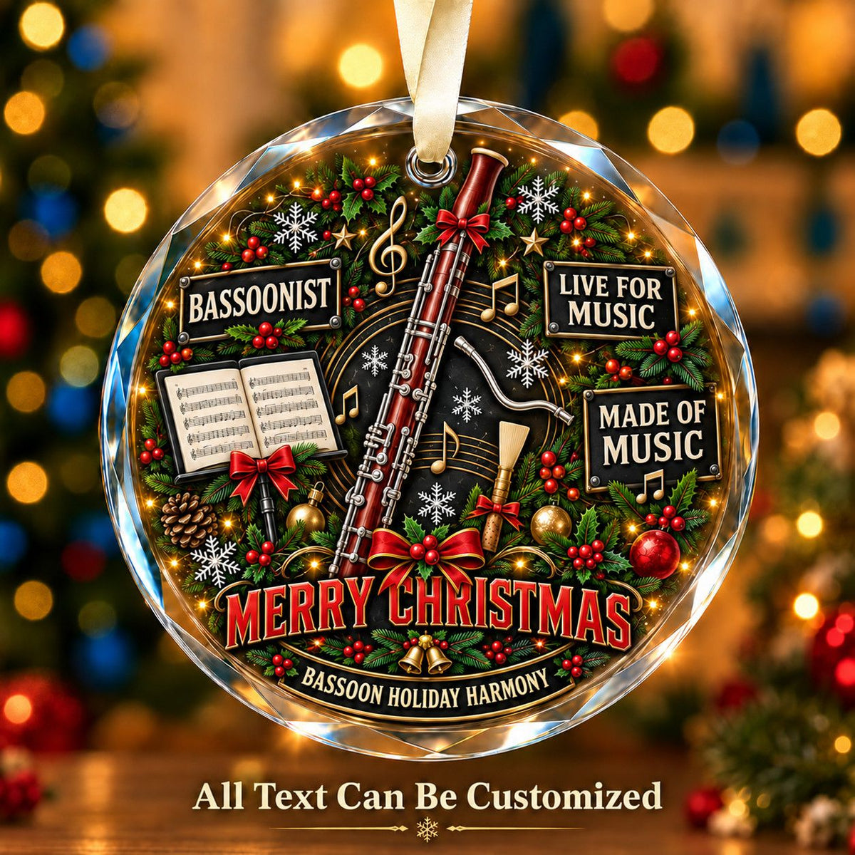 Bassoonist Personalized Glass Ornament | 5To9Vibe