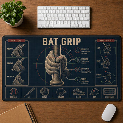 Bat Grip Baseball Blueprint Desk Mat | 5To9Vibe