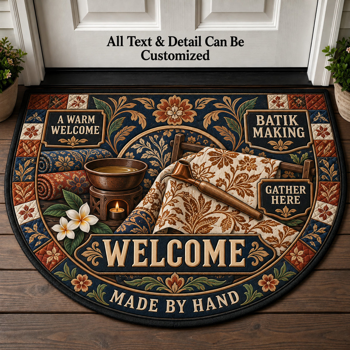Batik Making Personalized Half Round Mat | 5To9Vibe