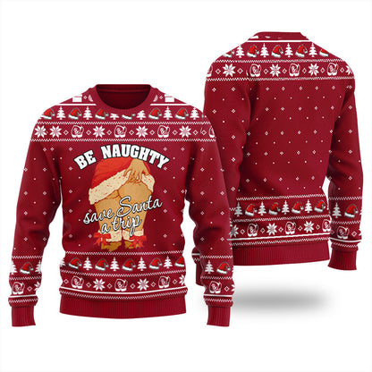 Be Naughty Save Santa A Trip Ugly Sweater For Men