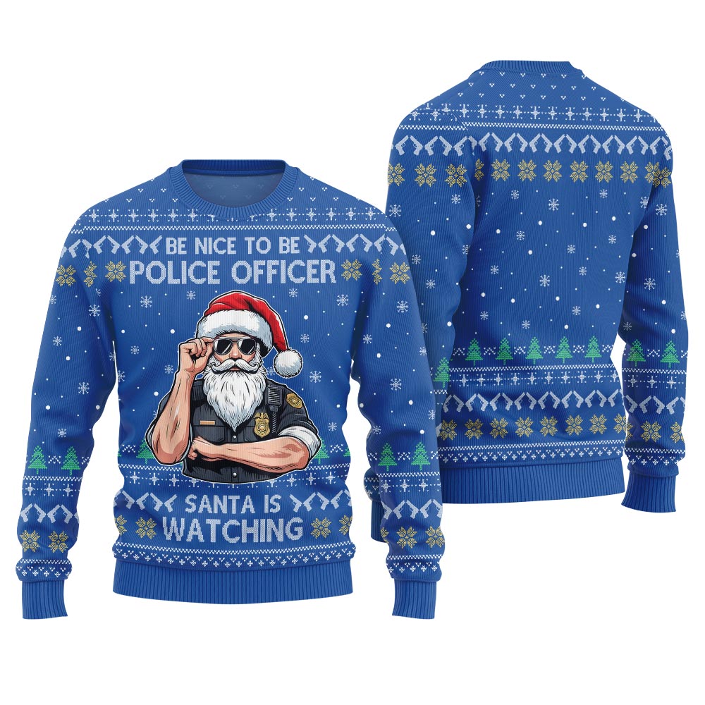 Be Nice To Be Police Officer Funny Christmas Sweater