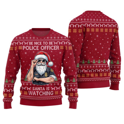 Be Nice To Be Police Officer Funny Christmas Sweater