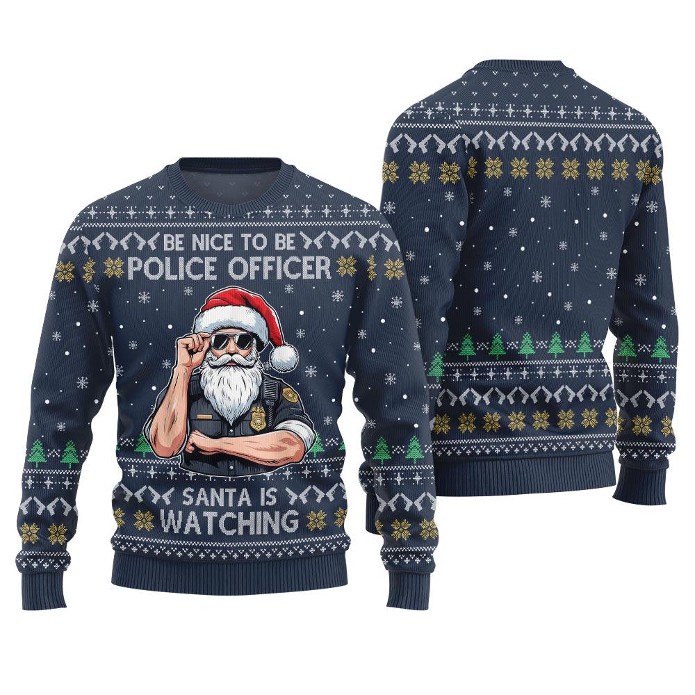 Be Nice To Be Police Officer Funny Christmas Sweater