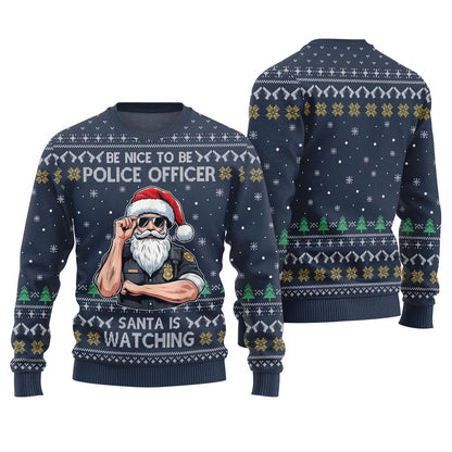 Be Nice To Be Police Officer Funny Christmas Sweater