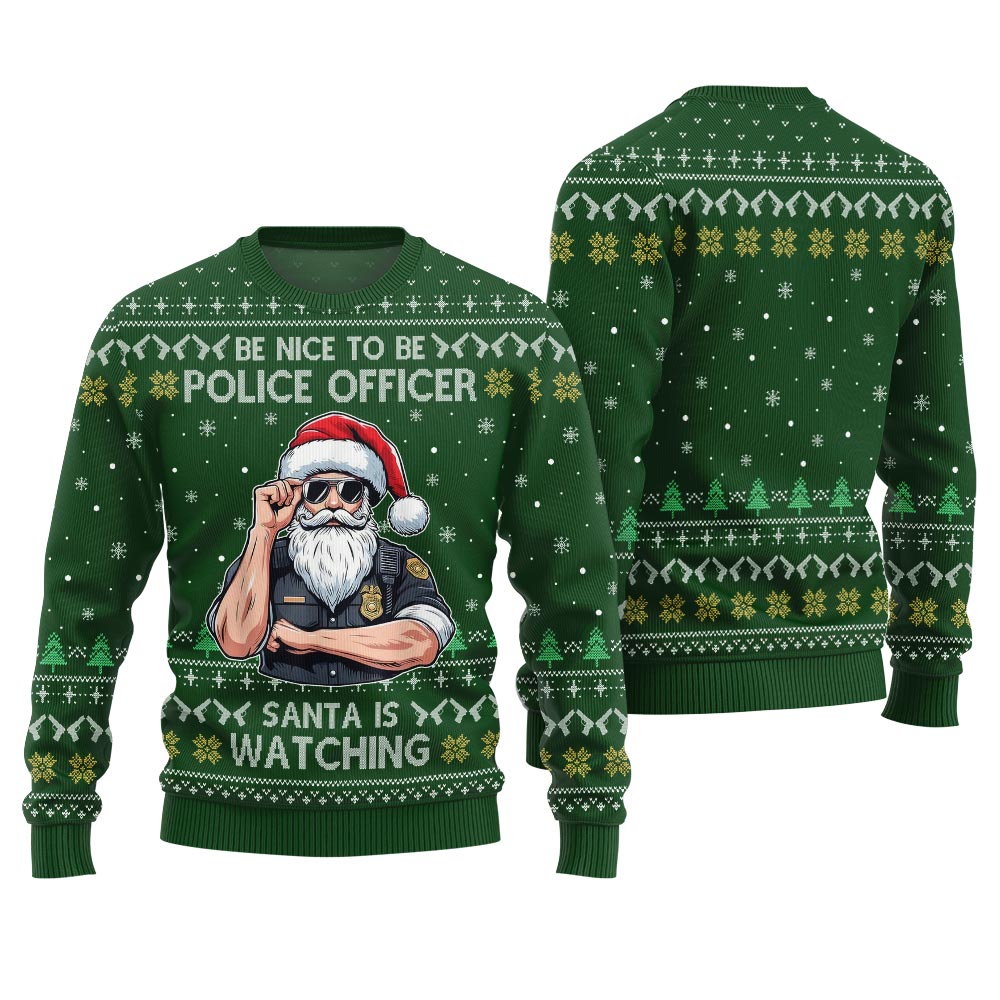 Be Nice To Be Police Officer Funny Christmas Sweater