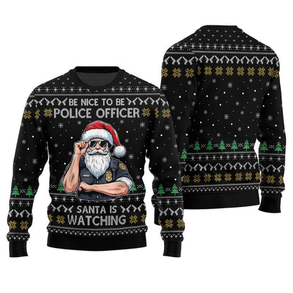 Be Nice To Be Police Officer Funny Christmas Sweater