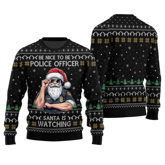 Be Nice To Be Police Officer Funny Christmas Sweater