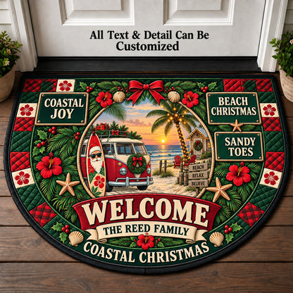 Beach Christmas Personalized Half Round Mat | 5To9Vibe