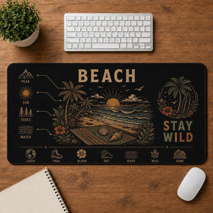Mountain & Sun Hippie Desk Mat Mouse Pad | 5To9Vibe - Beach style