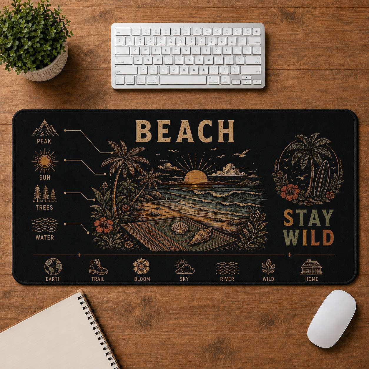Planet Earth Hippie Desk Mat Mouse Pad | 5To9Vibe - Beach style