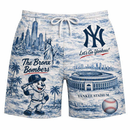 Camisa hawaiana con botones de la mascota de béisbol de los Yankees de Nueva York